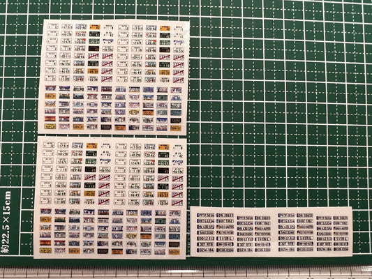 1:64 Scale Car Number Plate Stickers for Tomica MiniGT Hotwheels TarmacWork (140 Pairs of US/JP and 28 Pairs of EU)