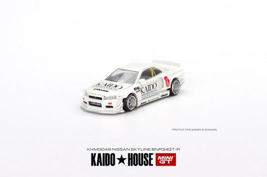 【Kaido House X MINI GT】1/64 Nissan Skyline GT-R (R34) Kaido Works V2 No.49 White