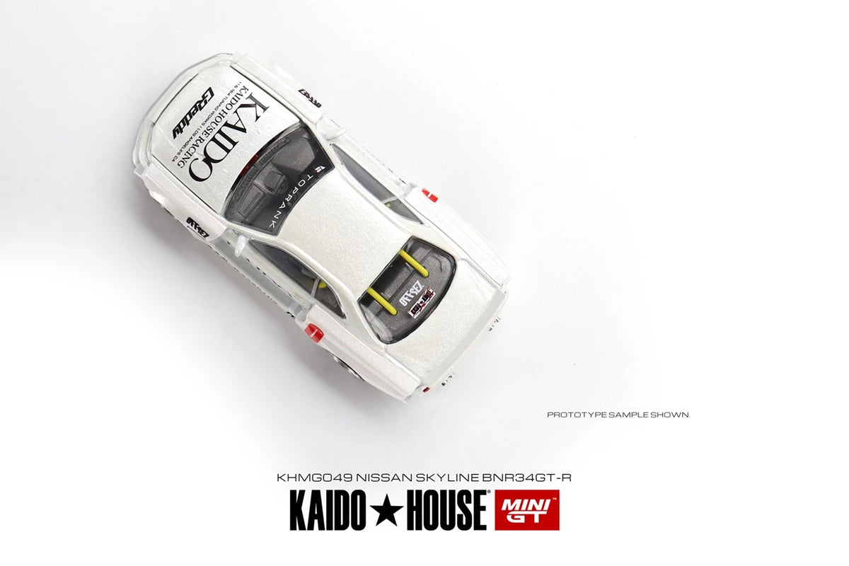 【Kaido House X MINI GT】1/64 Nissan Skyline GT-R (R34) Kaido Works V2 No.49 White