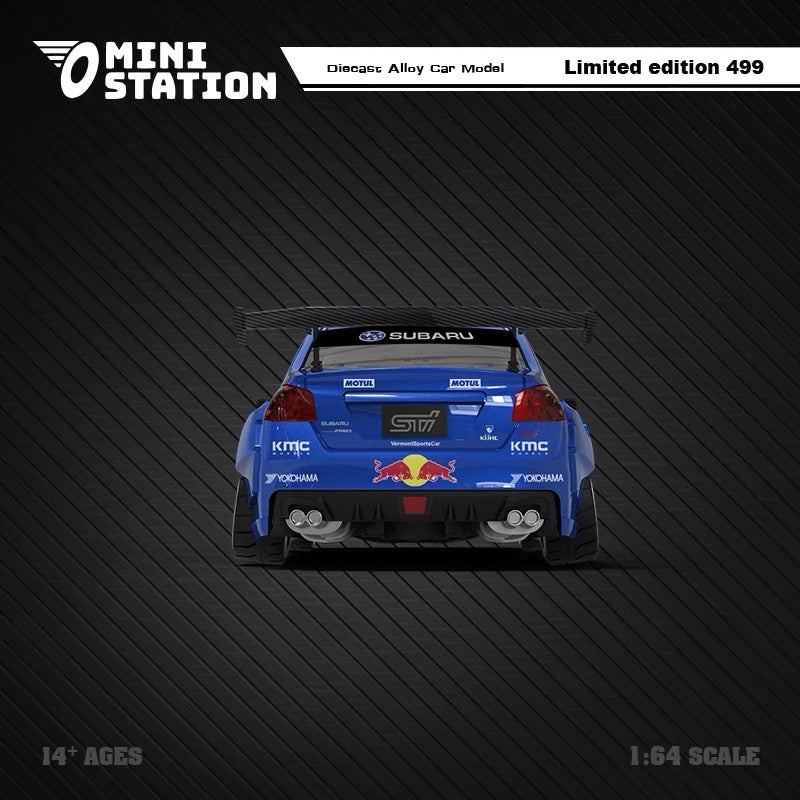 Mini Station 1:64 Subaru WRX STi Rally Red Bull with Mini Figure