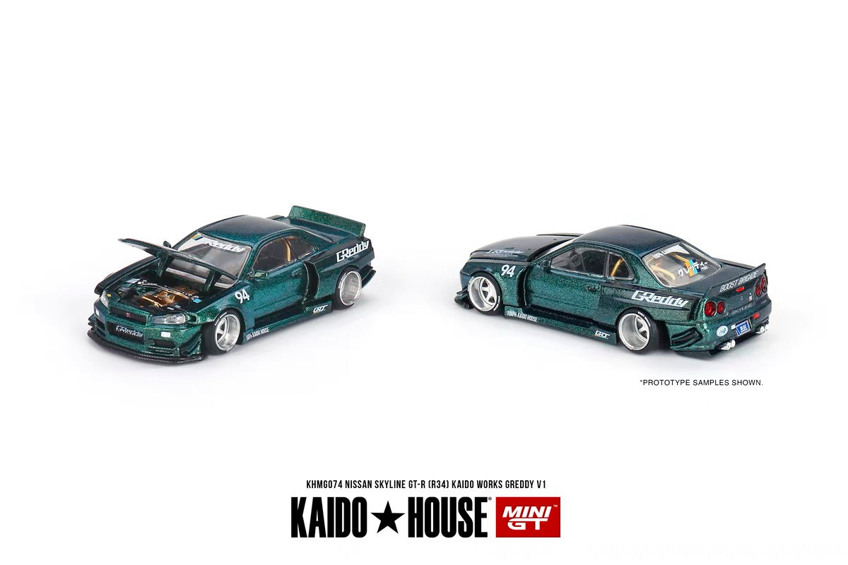MiniGT 1:64 Scale Kaido House No.94 Nissan GTR R34 Skyline Green