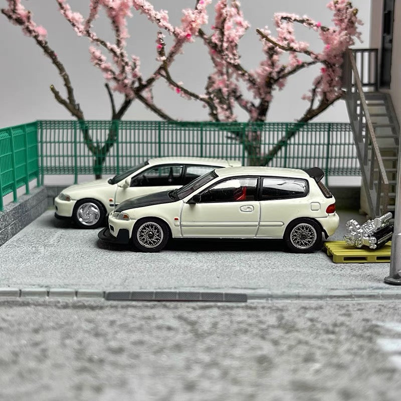 Hobby Japan 1:64 Scale Honda Civic EG6 Black Bonnet White