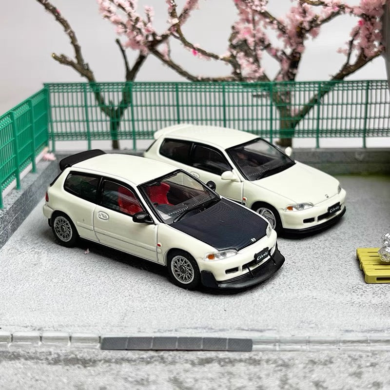 Hobby Japan 1:64 Scale Honda Civic EG6 Black Bonnet White
