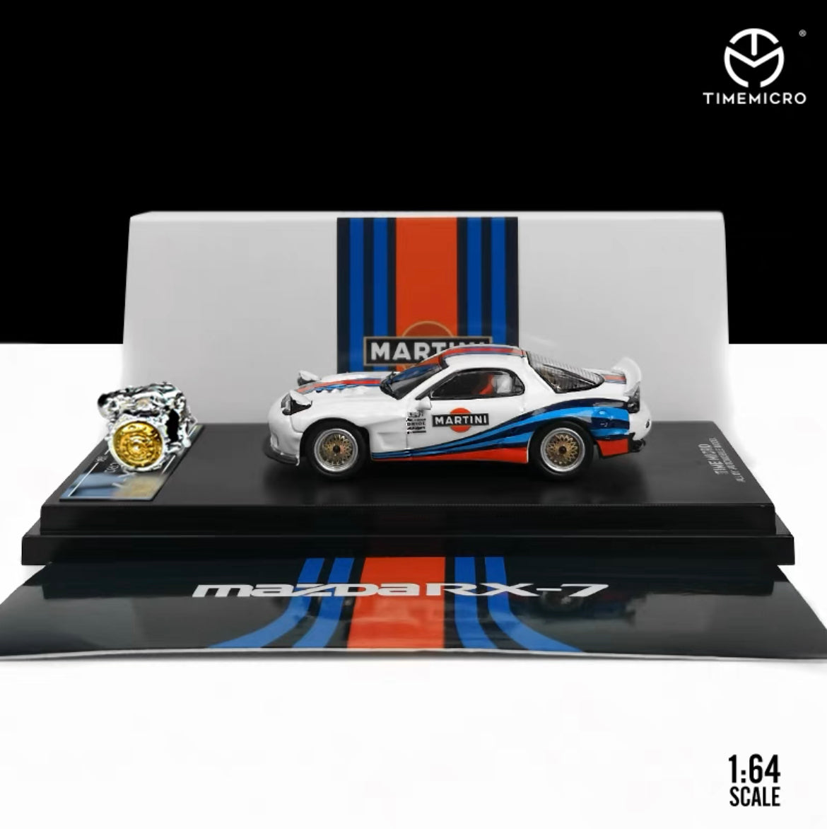 TimeMicro 1:64 Martini White Mazda Rx-7 With Engine