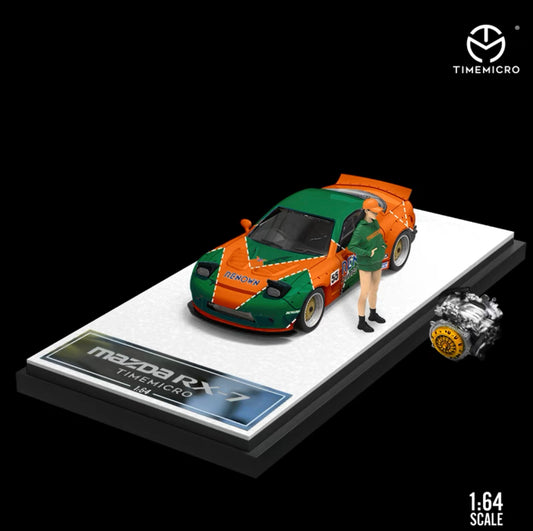 TimeMicro 1:64 Snapon Orange Green Mazda Rx-7 With Model