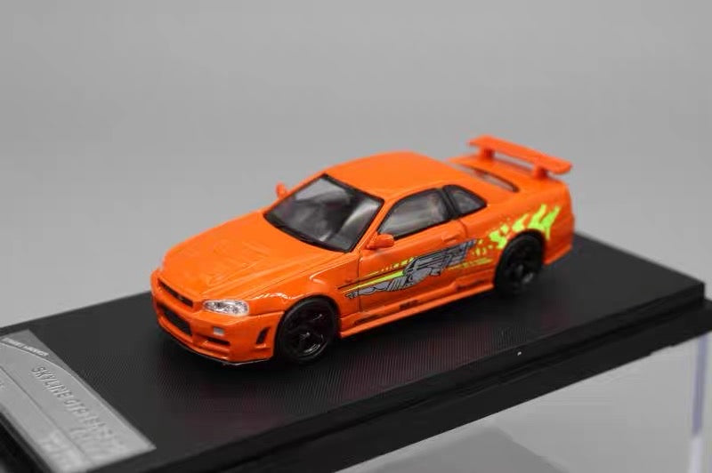 Street Warrior 1:64 Nissan Skyline R34 GTR Z-Tune Orange (No.1 of 599)