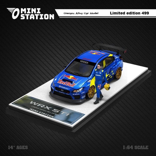 Mini Station 1:64 Subaru WRX STi Rally Red Bull with Mini Figure