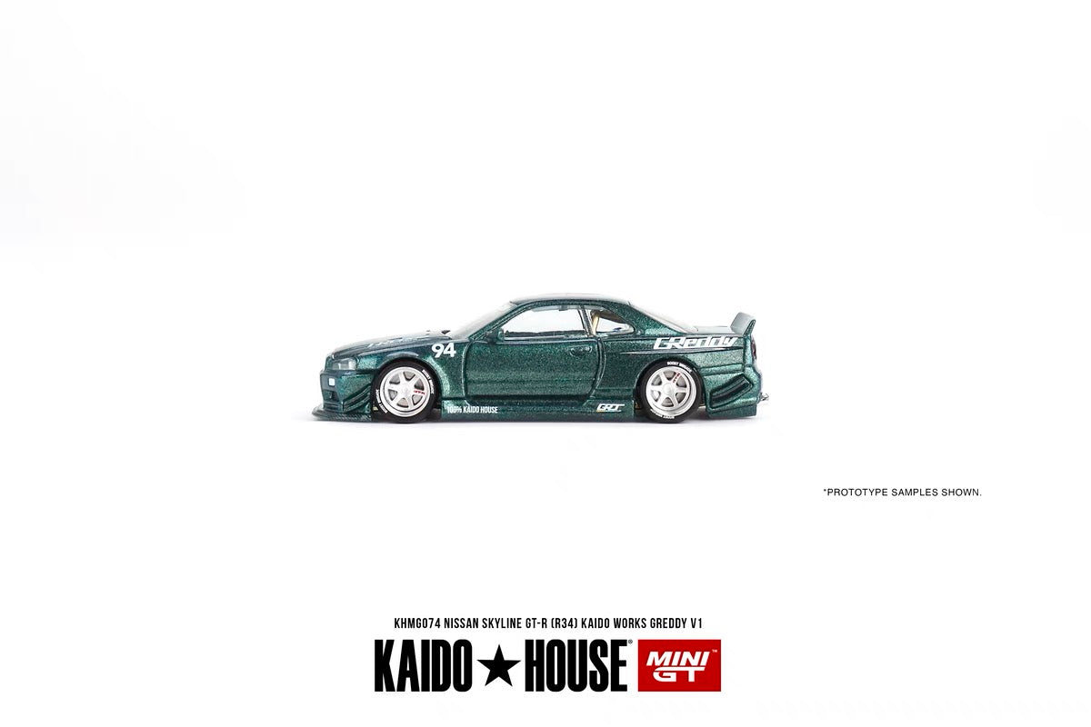 MiniGT 1:64 Scale Kaido House No.94 Nissan GTR R34 Skyline Green